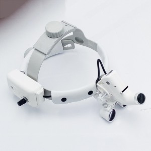 歯科医療手術用ヘッドルーペ 2.5X420mm ヘッドライト LED付き DY-105 ホワイト