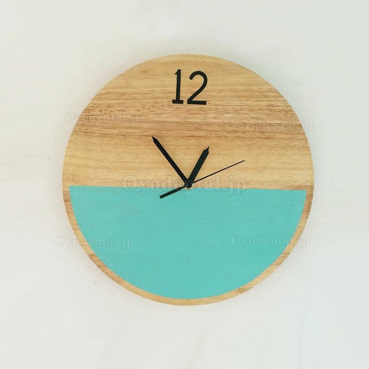 高品質人気LOFT木製半分色付け壁静音掛け木時計-円形３色選択